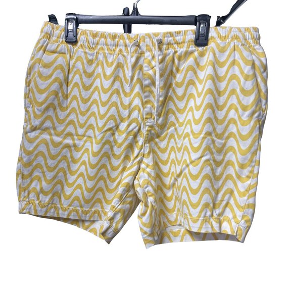 PacSun Other - PacSun Mens Volley Shorts Yellow White Wave Print Size L